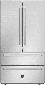 Bertazzoni 36 Inch Freestanding 4-Door French Door Refrigerator with 22.5 Cu. Ft. Total Capacity, Dual Air-Cooling Flow, Dual Humidity-Controlled Crispers, Gallon Door Bins, Ice Maker, and ENERGY STAR