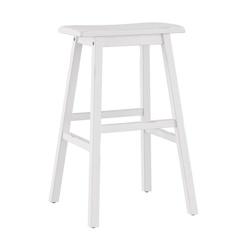 Hillsdale Moreno Wood Backless Bar Height Stool, 29" High, Sea White