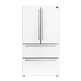 Forno 36" Espresso Moena French Door Stainless Steel Refrigerator - 19.2 Cu.ft Kitchen Fridge with LED Display and Ice Maker - Frost-free Swing Double Door Fridge with Inverter Compressor, White
