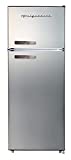 Frigidaire EFR753-PLATINUM EFR753, 2 Door Apartment Size Refrigerator with Freezer, Retro Chrome Handle, cu ft, Platinum Series, Stainless Steel, 7.5, Silver