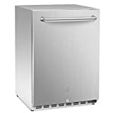 ICEJUNGLE Refrigerator, Single Door, Silver Outdoor Refrigerator 24'' Built-in/Freestanding Compressor Beverage Fridge Refrigerator for Home and Commercial Use
