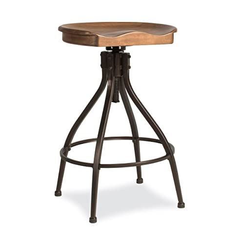 Hillsdale Worland Swivel Backless Stool, Adjustable Stool (One Stool), Brown