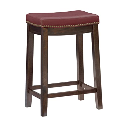Linon Claridge Red Counter Stool, 26" x 18" x 12.75"