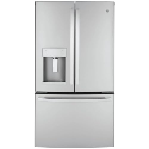 GE GYE22GYNFS 36" French Door Counter Depth Refrigerator with 22.1 cu. ft. Total Capacity Space Saving Ice Maker Showcase LED Lighting in Stainless Steel