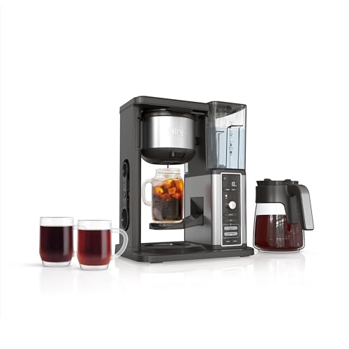 Ninja CM371 Hot & Iced XL Coffee Maker with Rapid Cold Brew, 4 Brew Styles, 8 Sizes Small Cup to Travel Mug, Single-Serve Coffee Brewer, 12-Cup Carafe, Permanent Filter, Removable Reservoir, Black