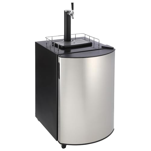 Garvee Beer Kegerator, Single Tap Draft Beer Dispenser, Full Size Keg Refrigerator With Shelves, Stainless Steel, Drip Tray & Rail,silver