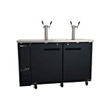 PEAKCOLD 2 Door, 4 Tap Commercial Beer Dispenser - Double Tower Keg Cooler - Kegerator; 60" W