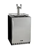 Kegco Kegerator 24" Wide Dual Tap Black/Stainless Steel Undercounter Beer Dispenser HK38BSU-2