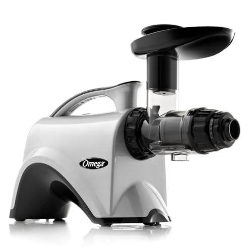 Omega NC800HDS Cold Press Juicer Machine, Vegetable and Fruit Juice Extractor and Nutrition System, Dual-Stage Slow Masticating Juicer, 150 W, Manual, Silver