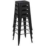 Yaheetech 30'' Metal Bar Stools 4PCS Bar Height Barstools Stackable Bar Chairs for Bistro/Patio/Cafe/Restaurant/Dining Room/Kitchen, Black