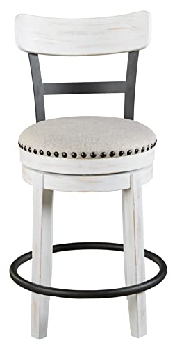 Signature Design by Ashley Valebeck 24.5" Modern Swivel Counter Height Barstool, Whitewash