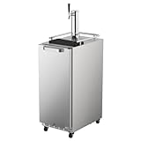 HCK 15 inch Kegerator 2 in 1, Universal Commercial Outdoor Beverage Refrigerator, Keg Beer Cooler for Beer Dispensing with 1 tap, Complete Accessories, Digital Control, Auto Defrost and SUS304 Door