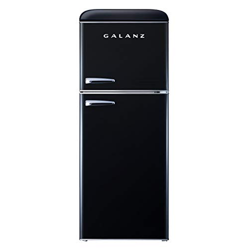 Galanz GLR46TBKER Retro Compact Refrigerator with Freezer Mini Fridge with Dual Door, Adjustable Mechanical Thermostat, 4.6 Cu Ft, Black