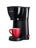 Mixpresso Mini Compact Drip coffee Maker With Brewing Basket, Black Small Coffee Pot, One Cup Brew, Gift For Men And Women (10.5oz)