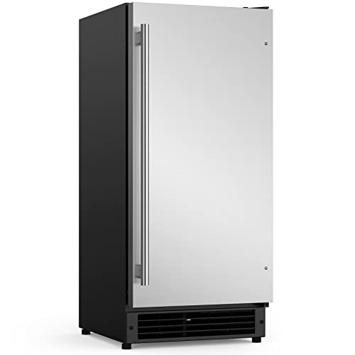 COTLIN 15 Inch Built-in Ice Maker Machine with 22LBS/24H, Undercounter Crescent Ice Maker with Freezer for Residential Commercial Use, No Drain Required