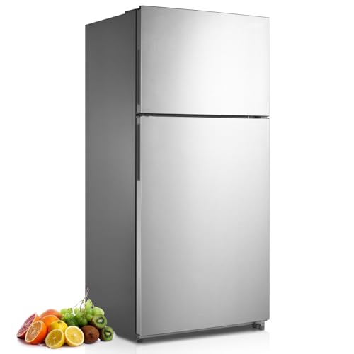 Techomey 30" Freestanding Top Freezer Refrigerator, 18.0 Cu. Ft. Frost Free Refrigerator, Full Size Refrigerator with Freezer, Garage Fridge, Standard Depth, Stainless Steel