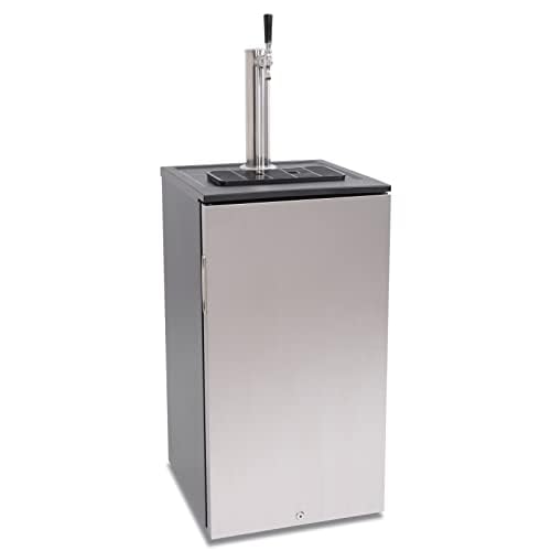 BHTOP Kegerator, Draft Beer Dispenser, Stainless Steel Beverage Cooler，Mounted CO2 Cylinder, Temperature Control, Drip Tray & Rail | Fits 1/6 Kegs