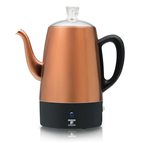 Moss & Stone Percolator Coffee Pot Electric 10 Cup, Stainless Steel Coffee Maker, Coffee Percolator Electric With Keep Warm Function, 10 Cups Stainless Steel Percolator With Coffee Basket
