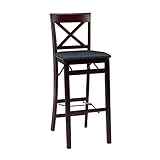 Linon Triena X Back Folding Bar Stool, Merlot/Brown
