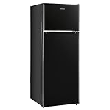 Upstreman 7.7 Cu.Ft. Double Door-Apartment Size Fridge with Large Capacity Top Freezer, Adjustable Thermostat Control, Reversible Door Swing,Black（BD75）