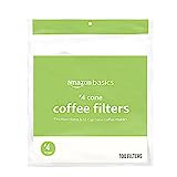 Amazon Basics Number 4 Cone Coffee Filters for 8-12 Cup Coffee Makers, White, 100 Count