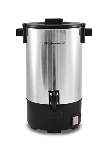 Elite Gourmet CCM-035 Maxi-Matic 30 Cup Stainless Steel Coffee Urn Removable Filter For Easy Cleanup, Two Way Dispenser with Cool-Touch Handles Electric Coffee Maker Urn, Stainless Steel