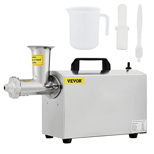 VEVOR Commercial Wheatgrass Juicing Machine, 80% Juice Yield, Slow Masticating Juicer Extractor with 100W 75RPM Quiet Motor, Stainless Steel Portable Cold Press with Reverse Function Pusher Cup Brush