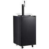Kegerator and Keg Beer Cooler, Single Faucet Draft Beer Dispenser, Full Size Keg Refrigerator With Shelves, Stainless Steel, Drip Tray & Rail,black