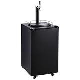 Beer Kegerator, Single Tap Draft Beer Dispenser, Full Size Stainless Steel Keg Refrigerator With Drip Tray, CO2 Cylinder, 32°F- 50°F Temperature Control