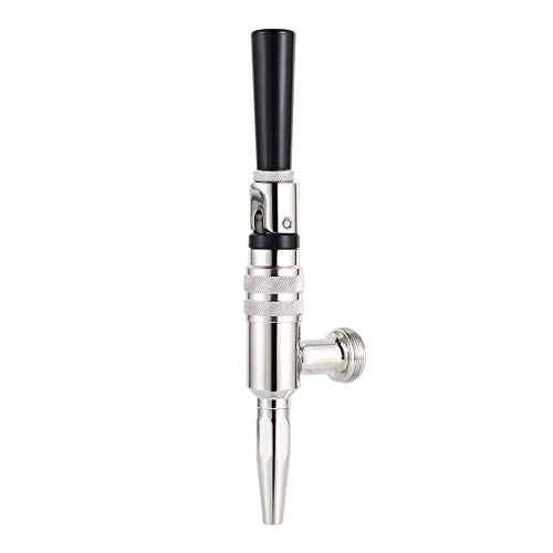 MRbrew Stout Beer Coffee Faucet, 304 Grade Stainless Steel Beer Tap Nitrogen Keg Draft Faucet, Homebrew Cold Brew Kegerator Beer Tower Tap with Standard Black Plastic Tap Handle