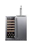 Summit Appliance SWBC3041 30" Wide Built-in Undercounter Indoor/Outdoor Combination Dual Zone Wine Cellar/Kegerator with Tapping Equipment, Digital Thermostat, Adjustable Shelving, Beer Dispenser