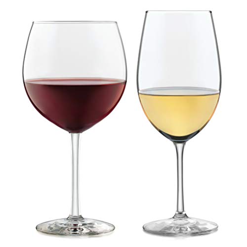 Libbey Vineyard Reserve Wine Glass Set of 12, Red and White Clear Wine Glasses, Merlot, Bordeaux, Chardonnay Gifts, Lead-Free Party Wine Glasses