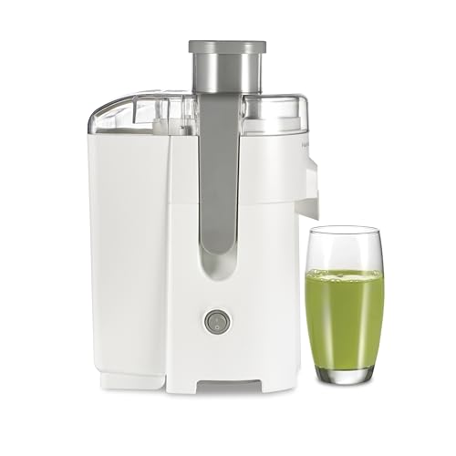Hamilton Beach HealthSmart Juicer Machine, Compact Centrifugal Extractor, 2.4” Feed Chute for Fruits and Vegetables, Easy to Clean, BPA Free, 400W, White (67501)