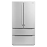 Cosmo FDR225RHSS-G 36 in Double French Door Refrigerator | Energy Efficient Fridge with 2 Drawer Bottom Freezer & Built-In Automatic Ice Maker/Chest, 22.5 cu. ft. Storage Capacity - Stainless Steel