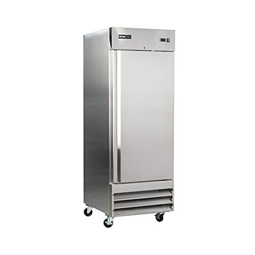 Peak Cold Single Door REFRIGERATOR; Commercial Reach In Stainless Steel, White Interior; 23 Cubic Ft, 29" Wide