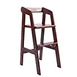Yoleo Wooden High Chair for Toddlers to Teens, Adjustable Dining Feeding Chair with Steps Grows with Child, Max 60kg (Nut-Brown)