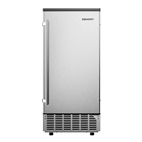 EUHOMY Commercial Under Counter Ice Maker Machine, 80 Lbs/Day Auto-Cleaning & 24H Timer,Drain Pump, Stainless Steel Built-in Freestanding Ice Maker, 24 Lbs Storage, Perfect for Commercial & Home Use