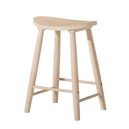 Maven Lane Kitchen Bar Stool, Modern Farmhouse Wood Counter Barstool, Kitchen Island Counterstool, Counter Height Bar Stools for Kitchen, Wide Seat Backless Bar Stools, Luna 26 Inch, Light Oak