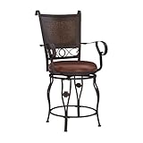 Powell Company Big & Tall Copper Stamped Back Arms by Powell Big and Tall Counter Stool, 24" Seat Height, brown