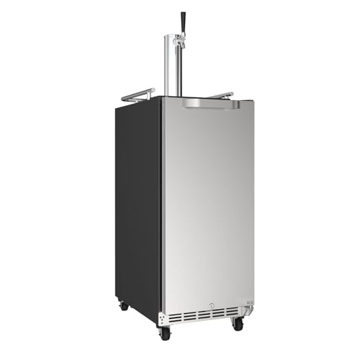 HCK Kegerator & Undercounter Refrigerator 2 in 1,15 inch Single Tap Draft Beer Dispenser,Built-in or Freestanding,Stainless Steel Reversible Door,Indoor or Outdoor for Home & Commercial Use K-90-BLK