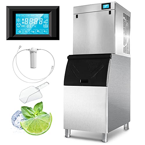 22" Commercial Ice Maker Machine 450LBS/24H with 350LBS Storage Bin, 990W SECOP Compressor, 182 Full Cube Ice Ready in 8-15 min, Air Cooled, Industrial Ice Machine for Business