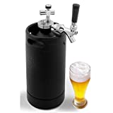NutriChef Pressurized Growler Tap System, 128oz Powder Coated Mini Keg Dispenser Portable Kegerator Kit, Co2 Pressure Regulator Keeps Carbonation for Craft Beer, Draft and Homebrew