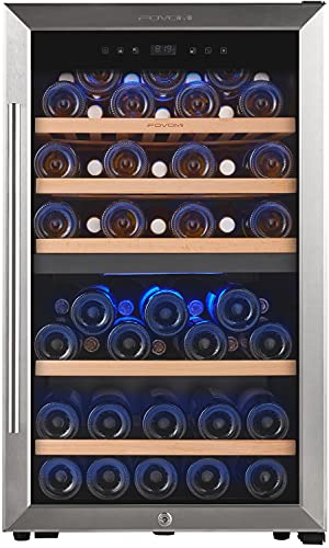 FOVOMI Wine Fridge,52-bottle Wine Cooler (Bordeaux 750ml) Wine Refrigerator,Freestanding Dual Zone,Compressor Wine Cellar Chiller(6-year Warranty)