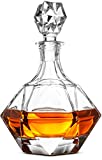 FineDine European Style Glass Whiskey Decanter & Liquor Decanter with Glass Stopper, 30 Oz.- With Magnetic Gift Box - Aristocratic Exquisite Diamond Design - Glass Decanter for Alcohol Bourbon Scotch.