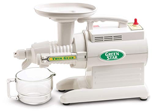 Tribest Greenstar GS-2000 Slow Masticating Juicer, Twin Gear Cold Press Juicer & Juice Extractor, White