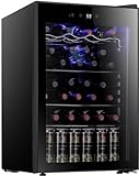 Antarctic Star 36 Bottle Wine Cooler/Cabinet BeverageRefrigerator Small Mini Wine Cellar Beer Soda Bar Fridge Quiet Operation Compressor Adjust Temperature Freestanding Black, 4.4 Cu. ft