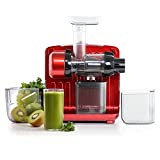 Omega Juicer JCUBE500RD Cold Press 365 Slow Masticating Juice Extractor and Nutrition System with On-Board Storage, 200-Watts, Red