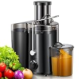Qcen Juicer Machine, 500W Centrifugal Juicer Extractor with Wide Mouth 3” Feed Chute for Fruit Vegetable, Easy to Clean, Stainless Steel, BPA-free (Metallic Black)