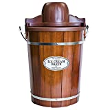 Nostalgia Electric Ice Cream Maker - Old Fashioned Soft Serve Ice Cream Machine Makes Frozen Yogurt or Gelato in Minutes - Fun Kitchen Appliance - Vintage Wooden Style - Dark Wood - 6 Quart