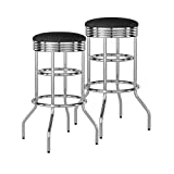 TRINITY Heavy Duty 30 Inch Stools Bar-Height Swivel Chrome Seats for Kitchen Counter, Garage, or Workshop, 15.75"D x 15.75"W x 30.5"H, Black